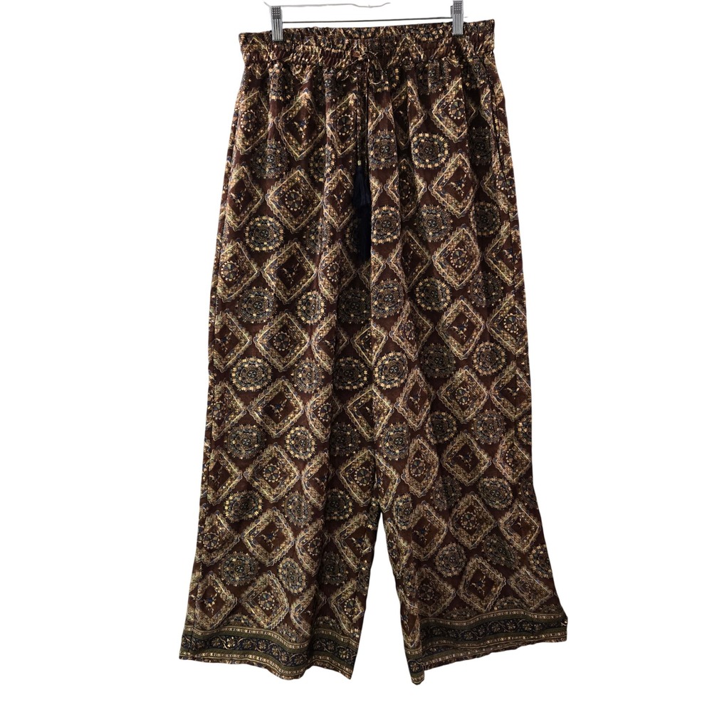 Chelsea & Theodore Large Palazzo Pants Geometric Tassel Wide Leg Boho #1205 - Picture 2 of 10